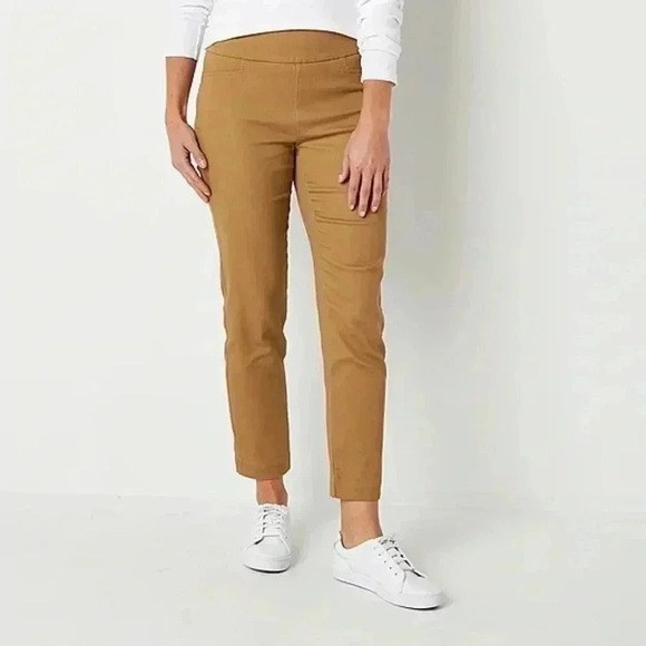 St. John's Bay Women's Petite Ankle Pull-On Pants - 2P, Hillcrest Tan, NWT - Picture 1 of 8